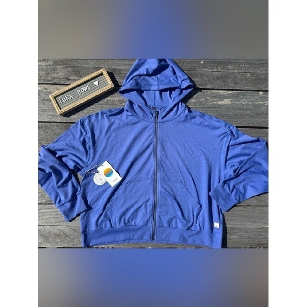 Vuori Halo Modern Full-Zip Hoodie Women's Bright Iris Heather XL NWT 💜